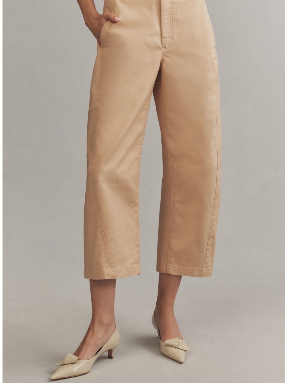 Maeve Barrel Leg Ankle Tan Cotton with stretch Chinos